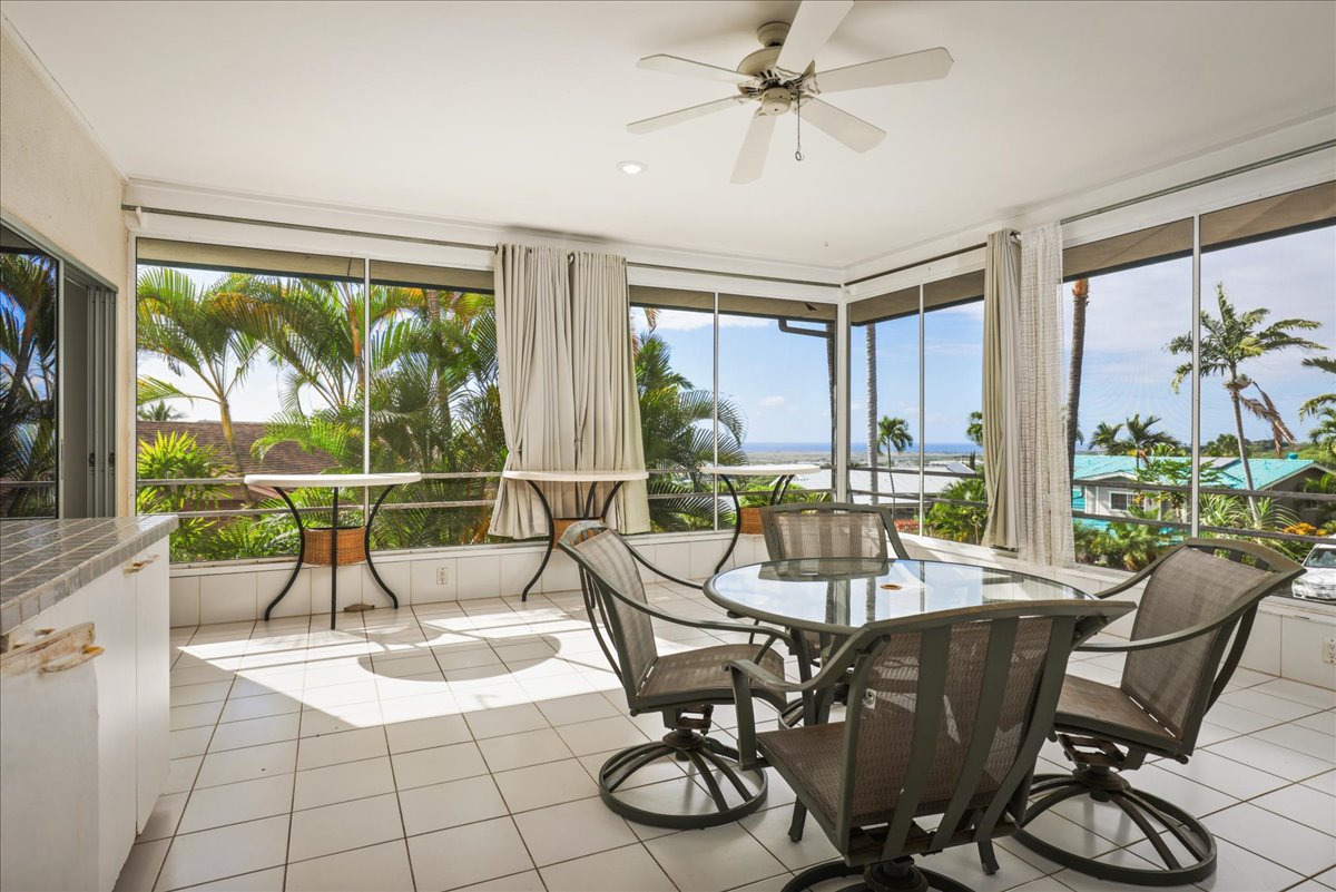 Amazing ocean horizon and coastline views from the top floor lanai. Imagine walking out to this every day to enjoy a cup of coffee, dinner, etc.