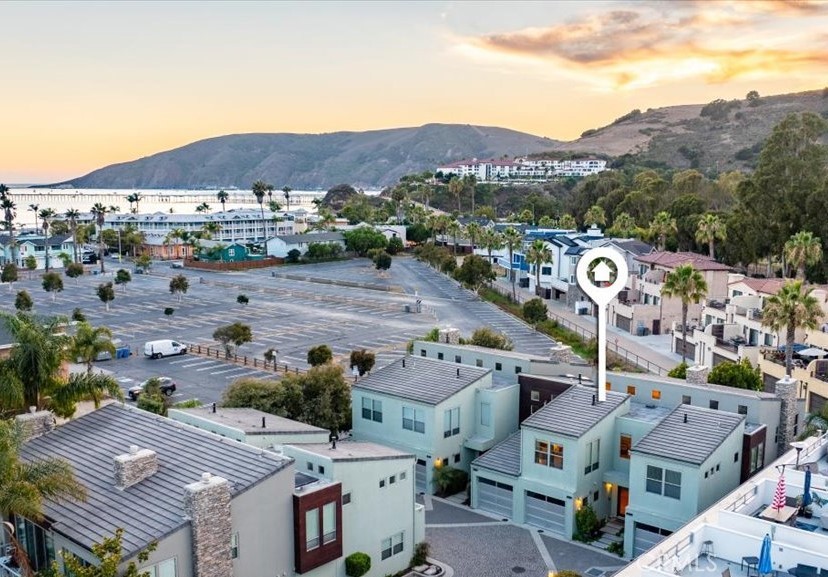 a view of a city with a mountain