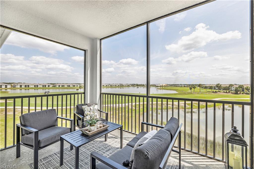 a balcony with wooden floor view