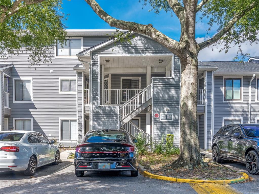 a car parked in front of a house