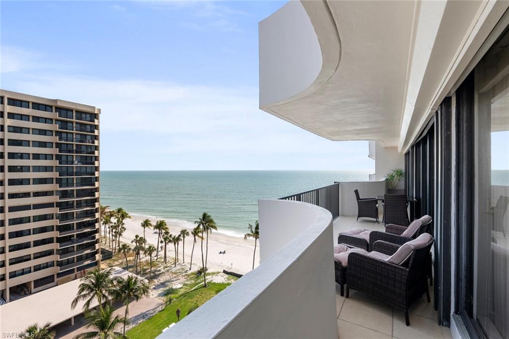 Balcony with Gulf and beach view.