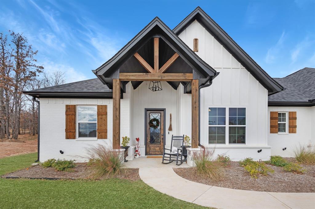 View of modern inspired farmhouse