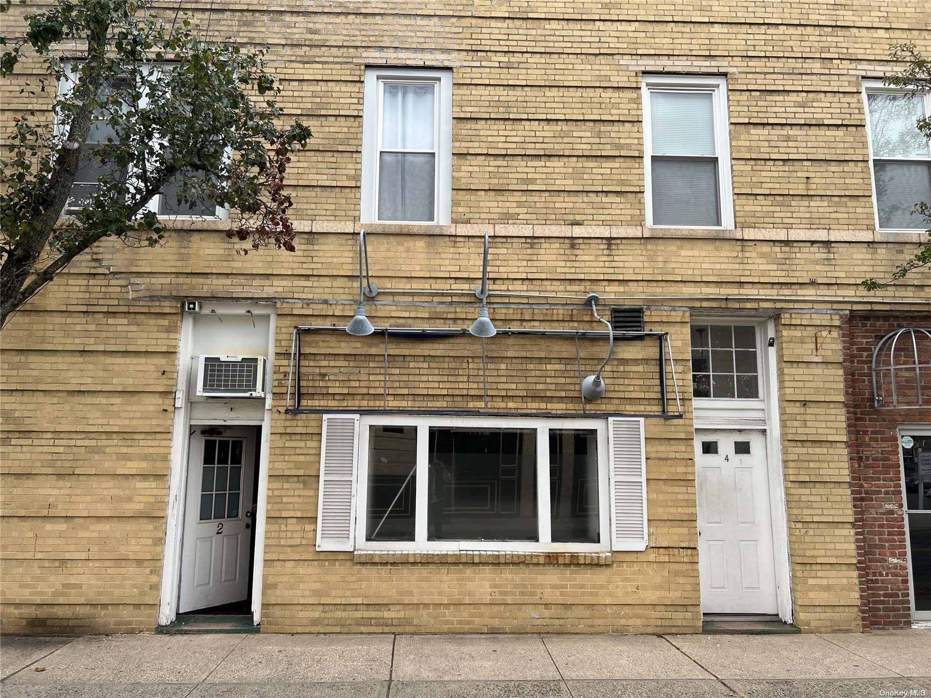 a front view of a building with a window