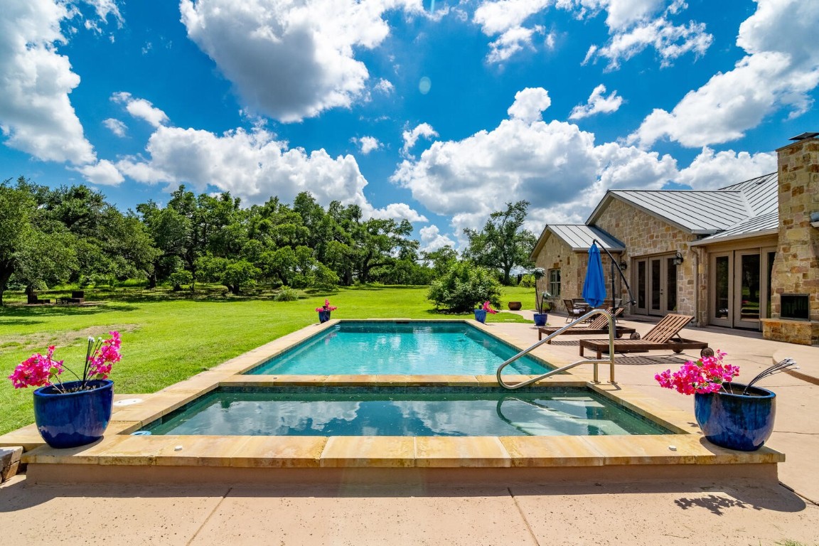 The pool is outfitted for a safety fence