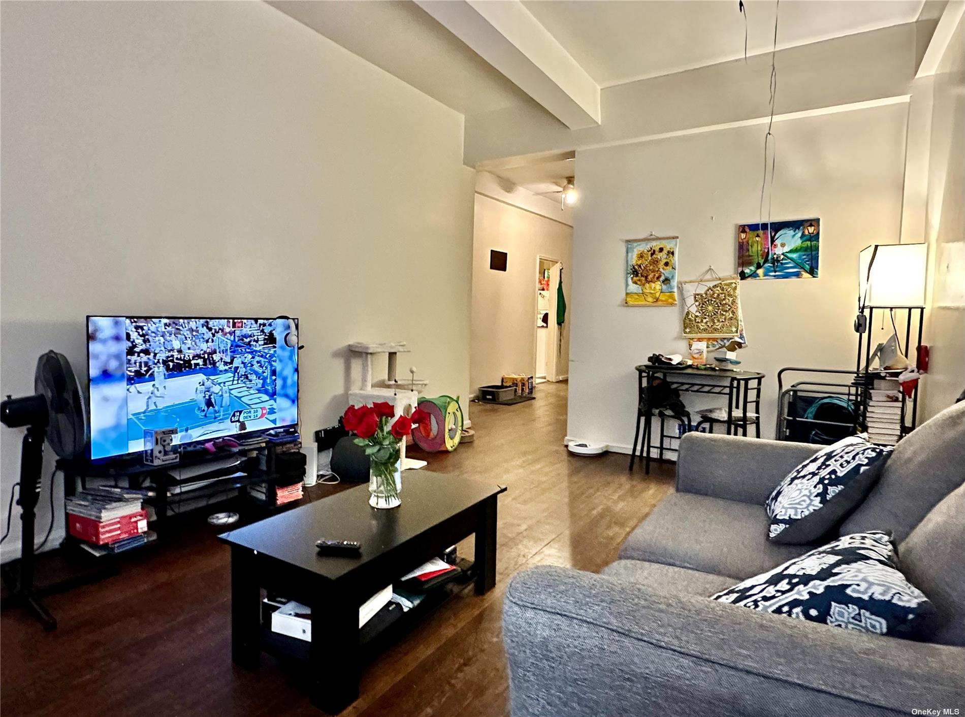 a living room with furniture and a flat screen tv