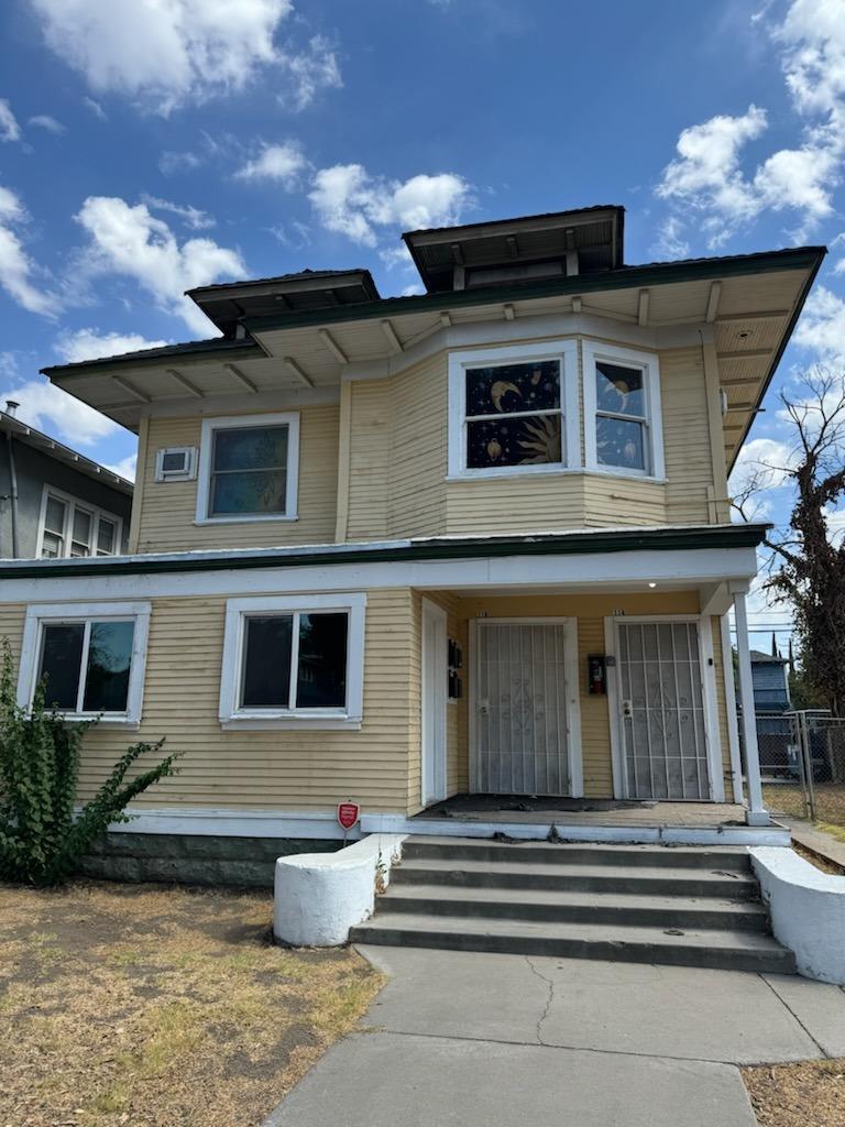 a front view of a house with entryway