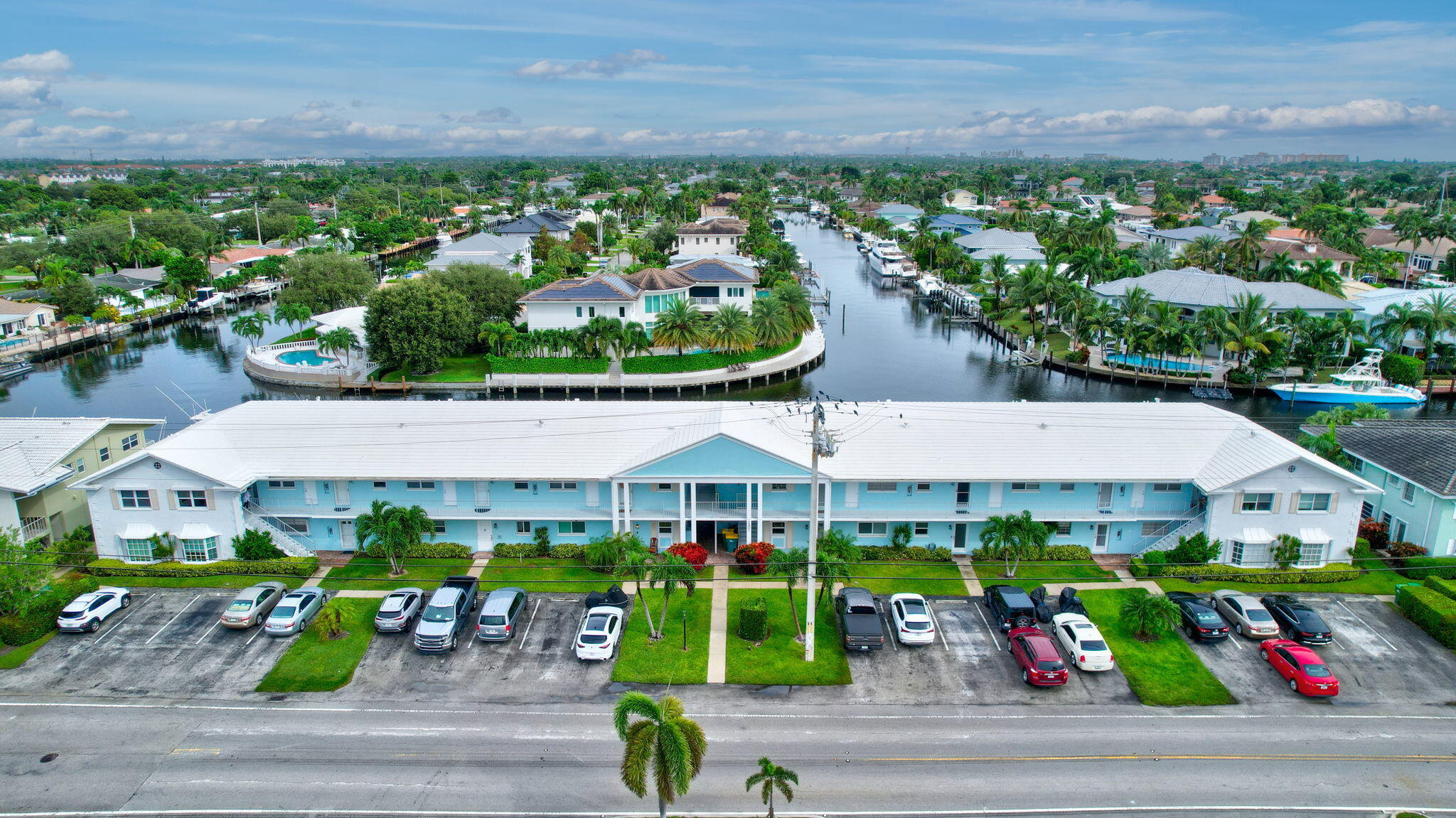 an aerial view of an outdoor space