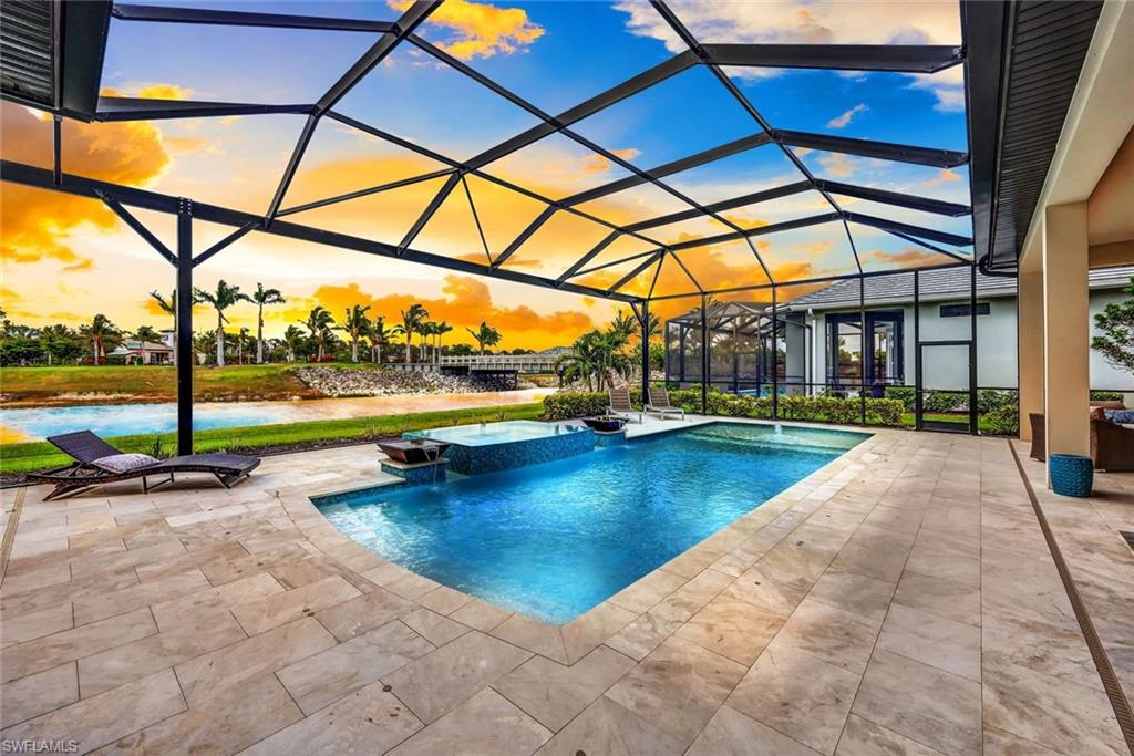 a view of a swimming pool with a porch