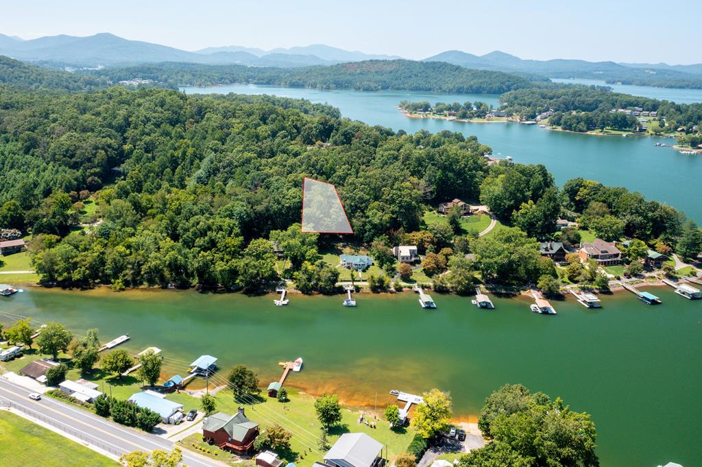 a view of a lake with a mountain view