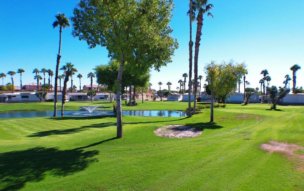 a view of a park and entertaining space