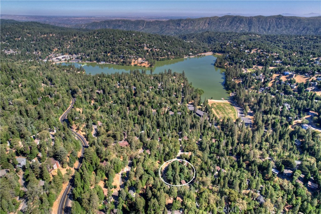 a view of lake and mountain