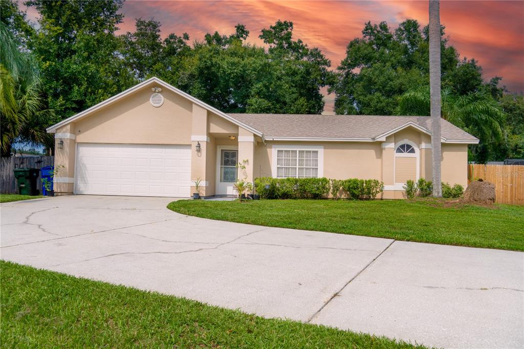 a view of outdoor space yard and garage