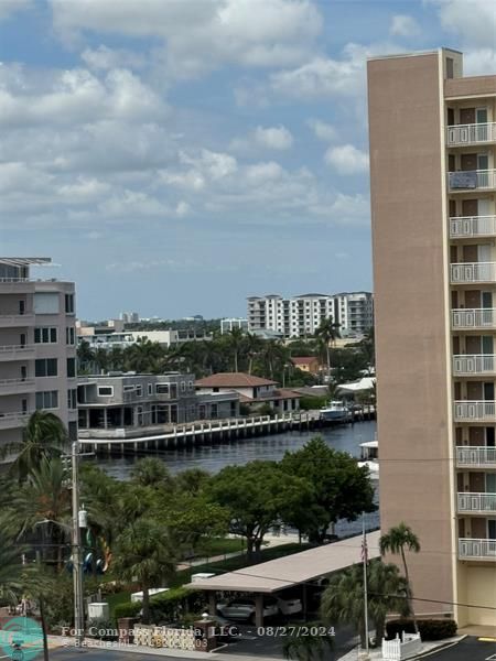 a view of a city with tall buildings