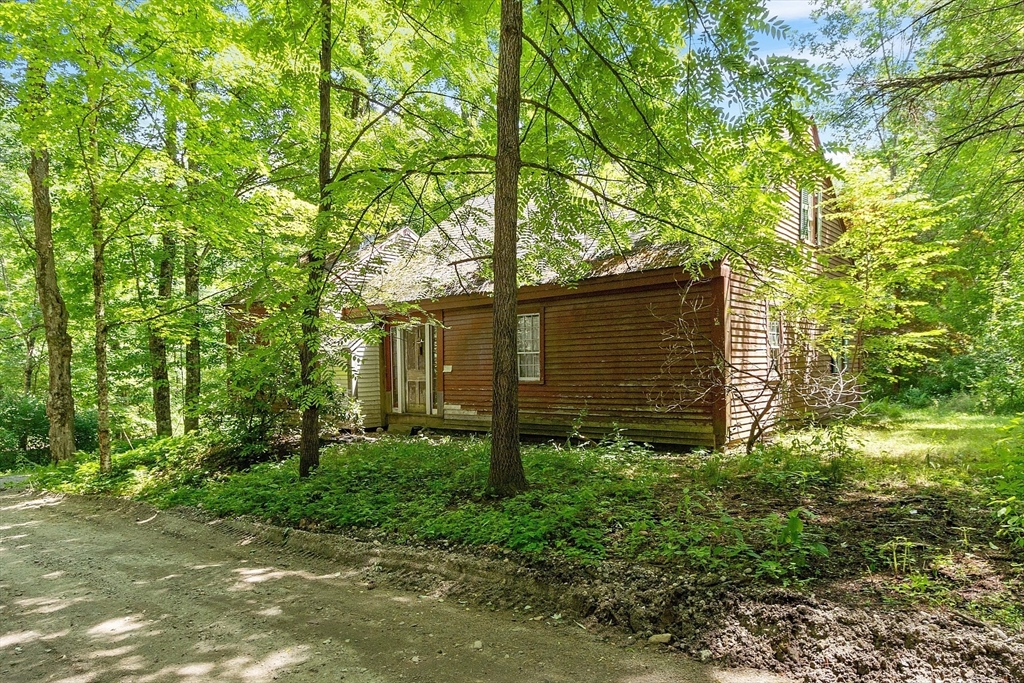 a backyard of a house with lots of green space