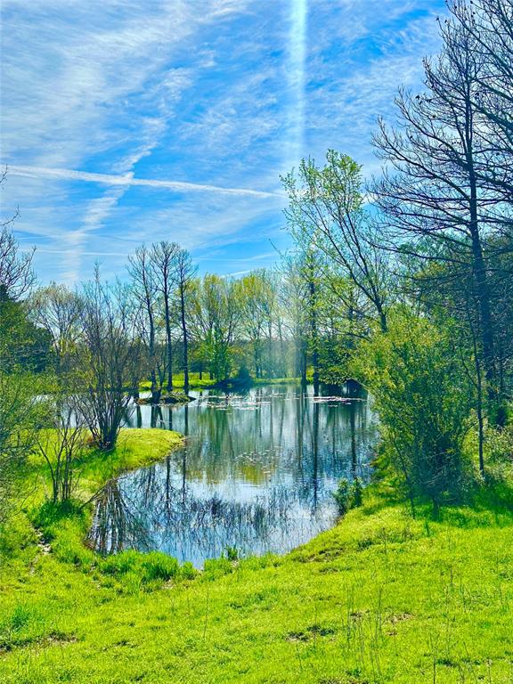 a view of a lake with a big yard