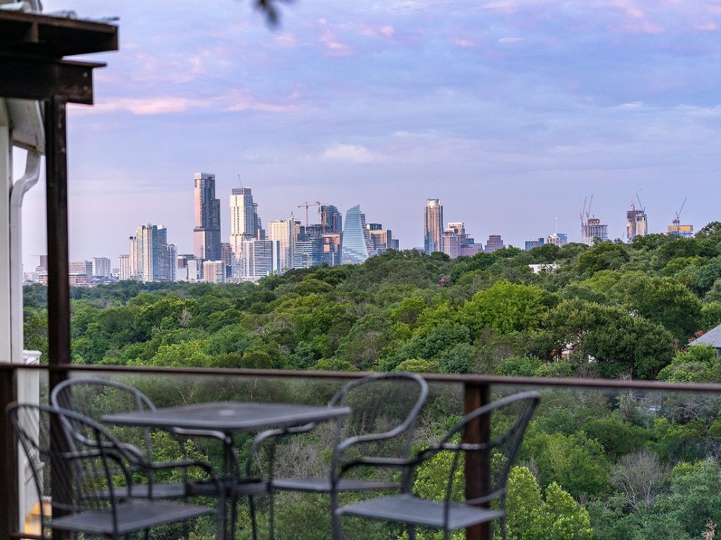 a view of a city from a balcony