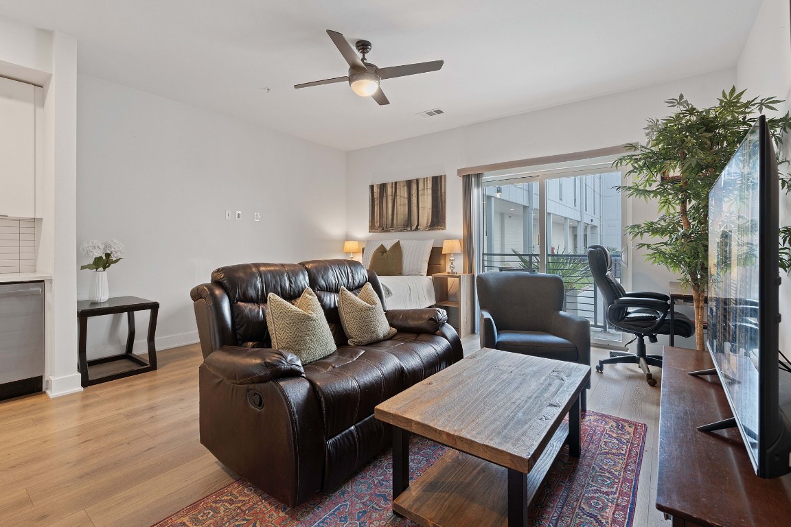 a living room with furniture