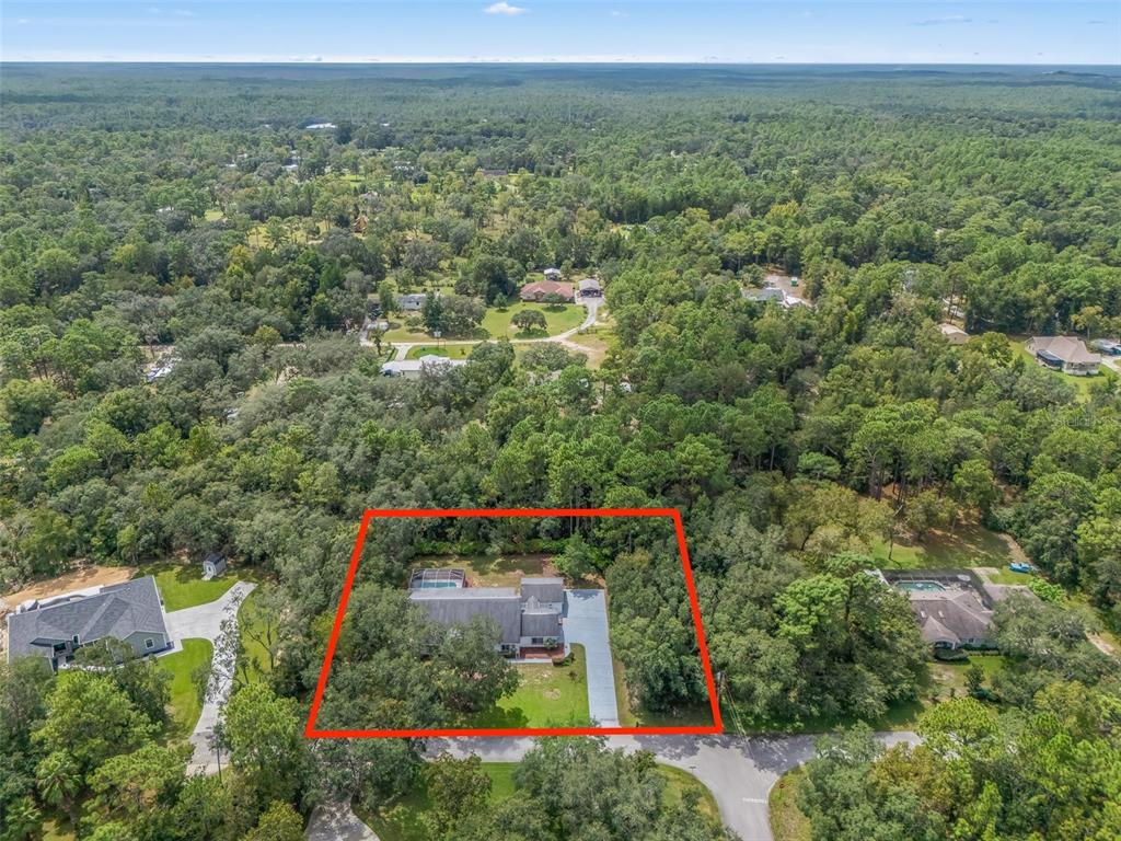 an aerial view of a house