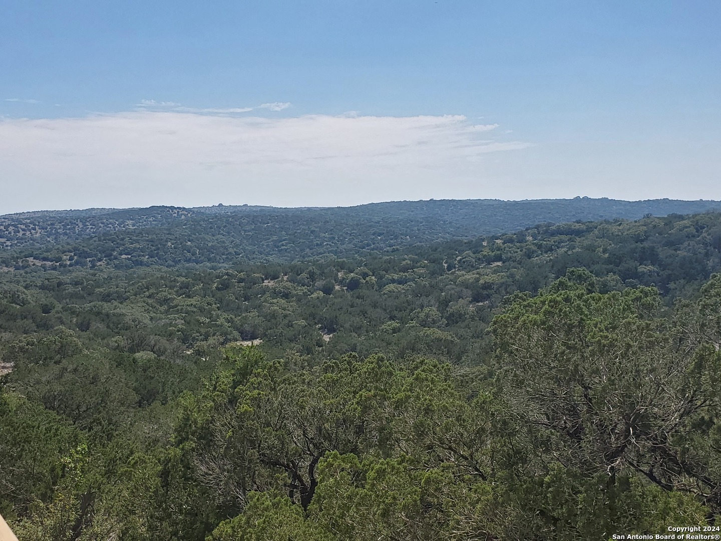 a view of a large mountain range with trees in the background