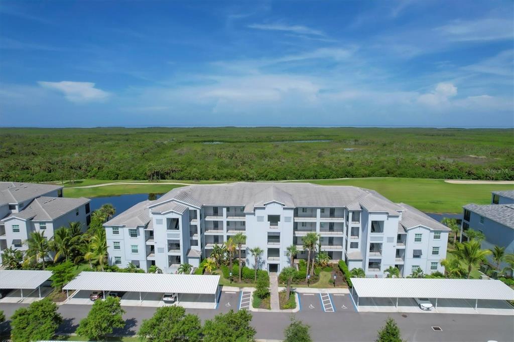 an aerial view of a house