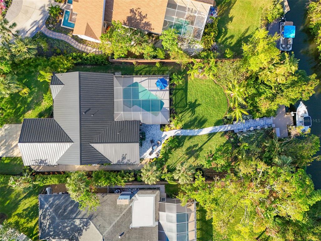 an aerial view of a house