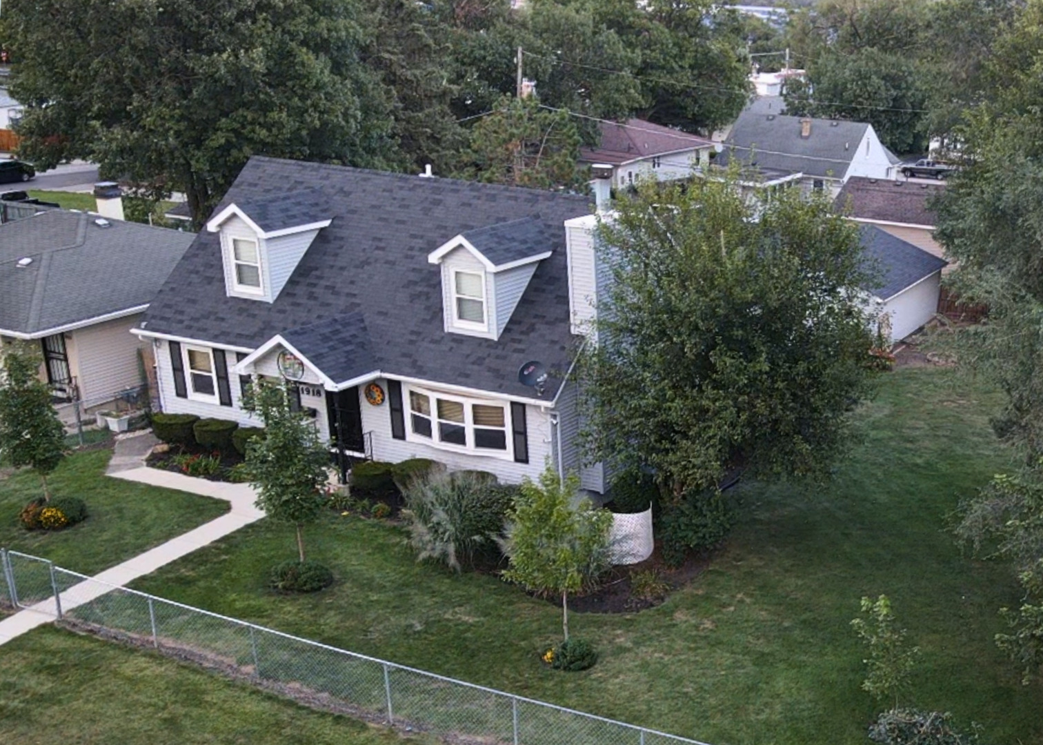 an aerial view of a house