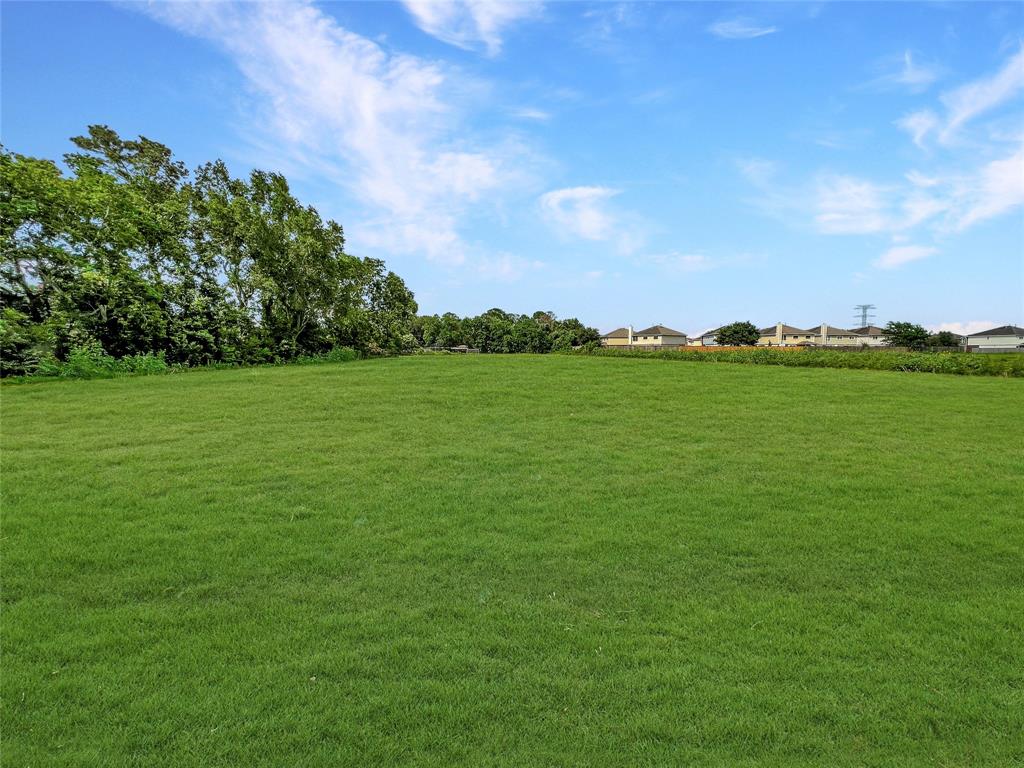 a view of a field with an trees