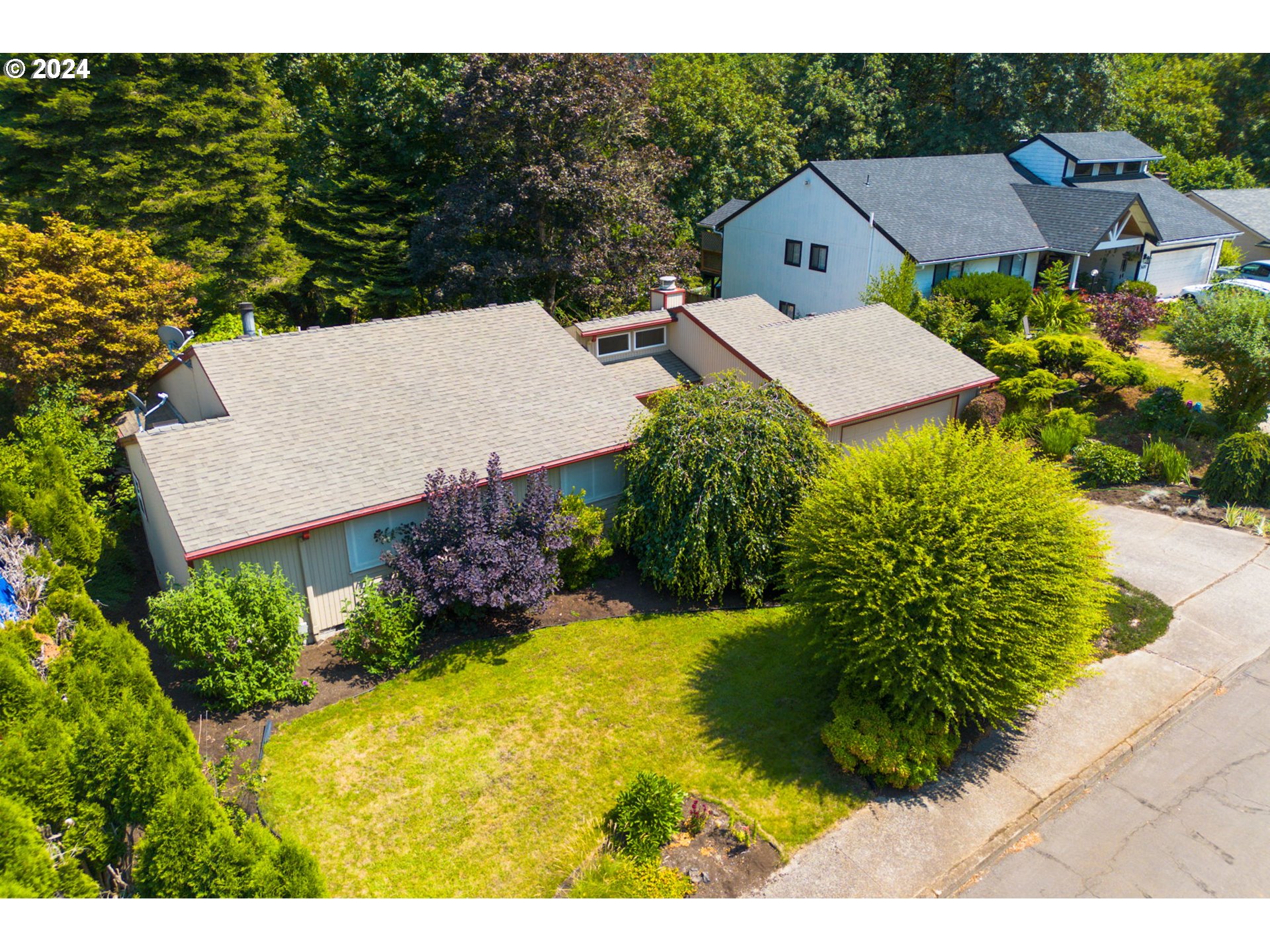 an aerial view of a house