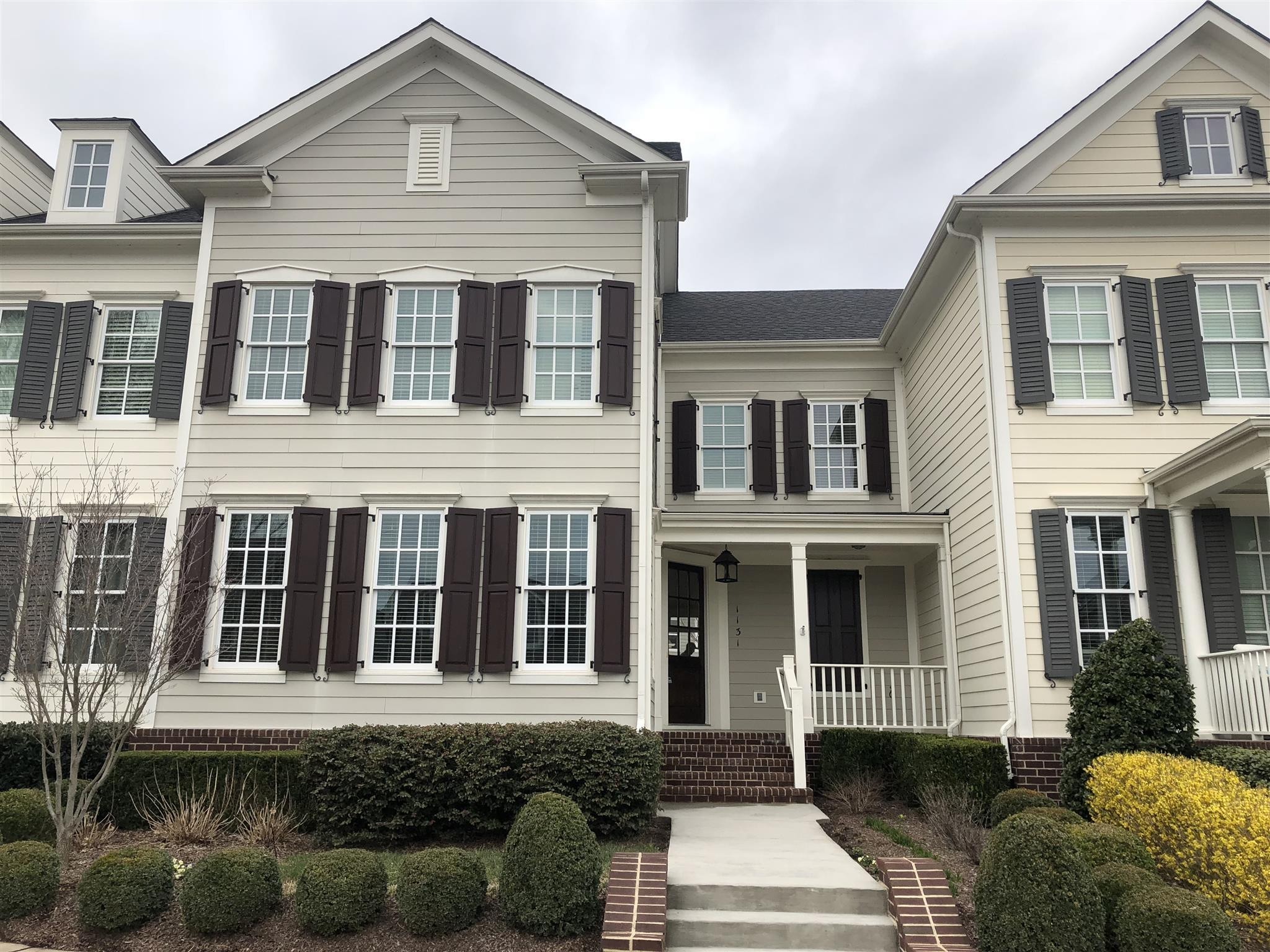 a front view of a house with windows