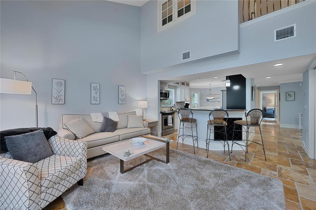 Living room with high ceilings