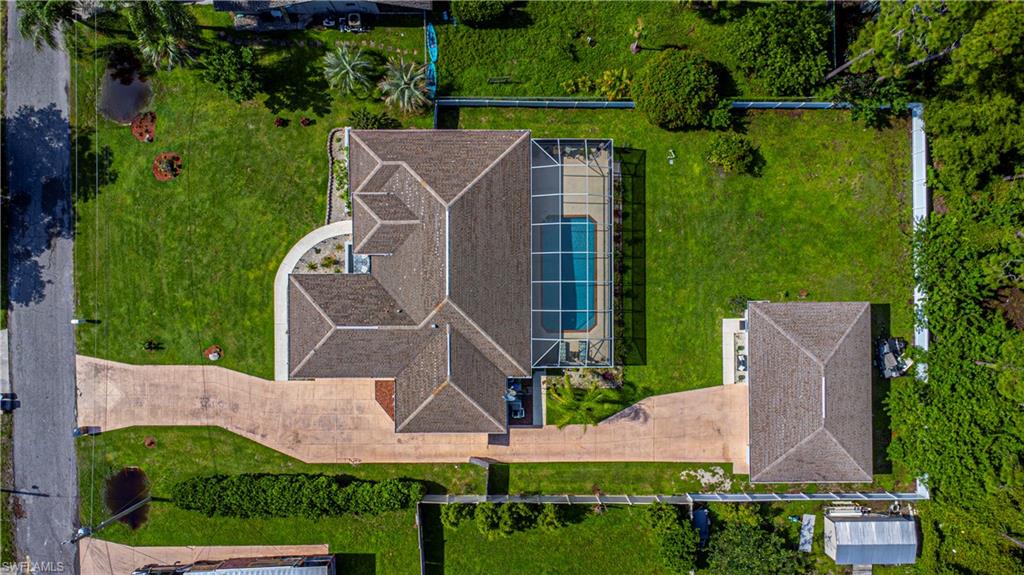 an aerial view of a house