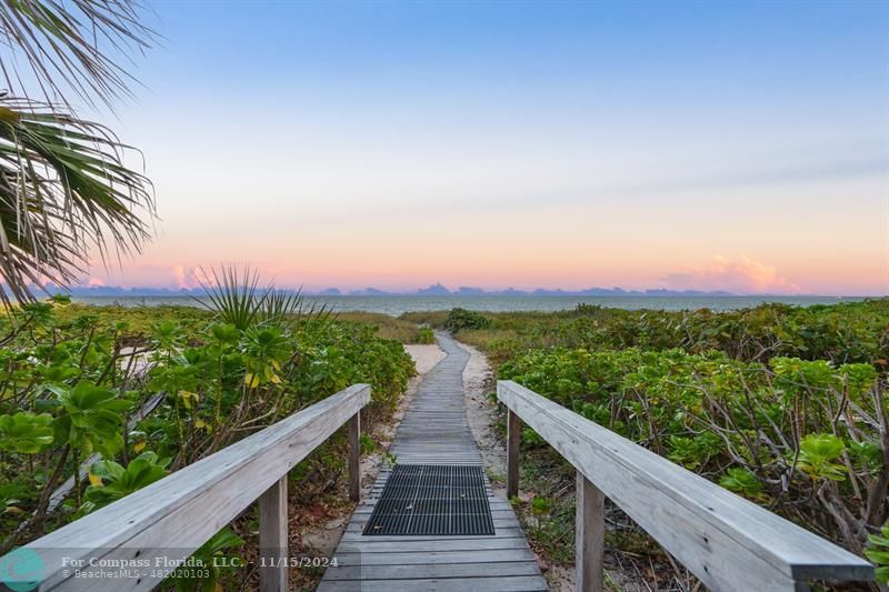 Walk to the beach from pool area