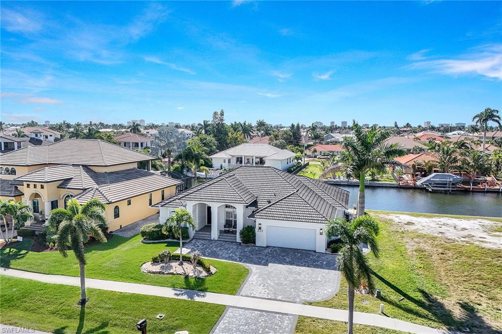 an aerial view of a house