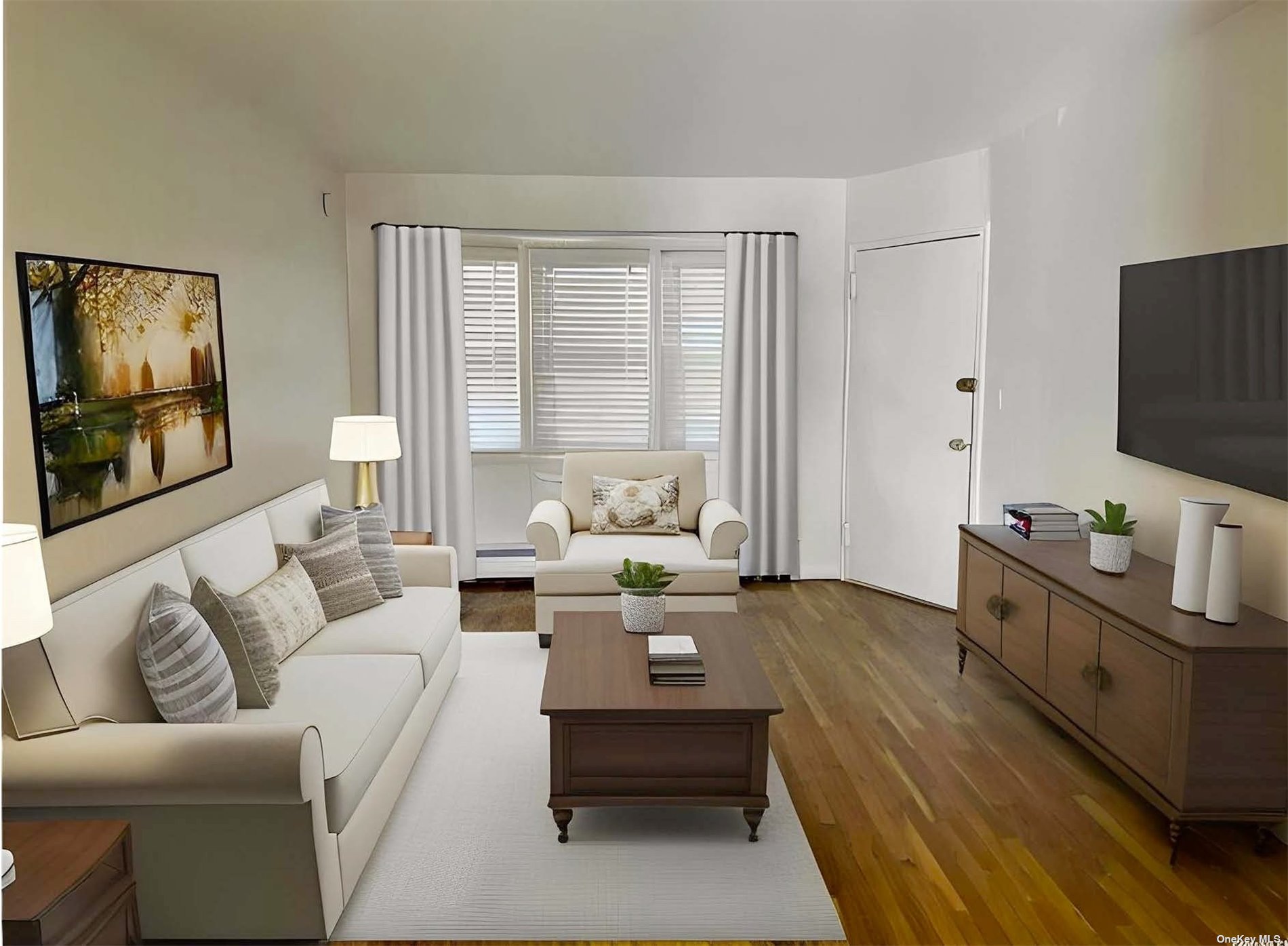 a living room with furniture and a flat screen tv