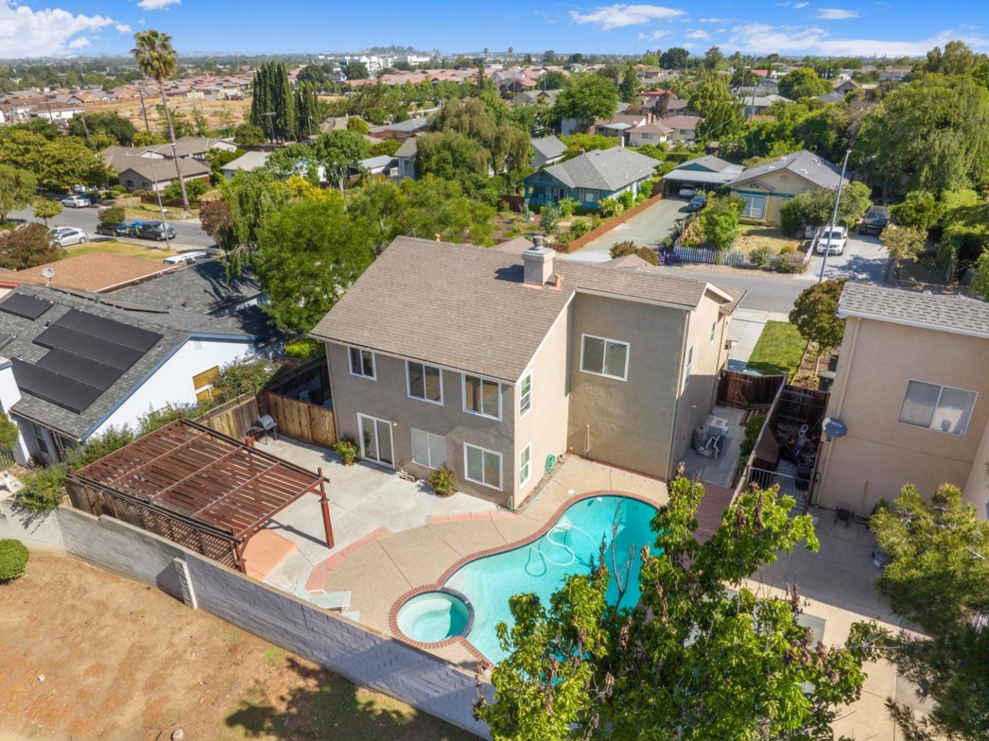 an aerial view of a house