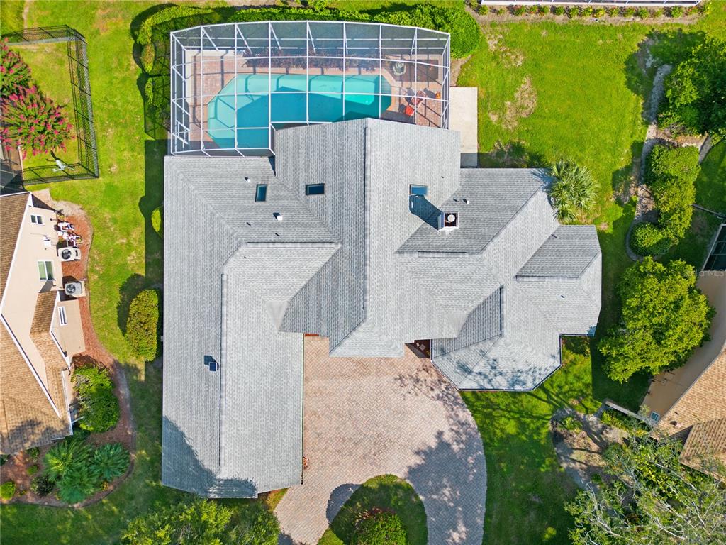 an aerial view of a house