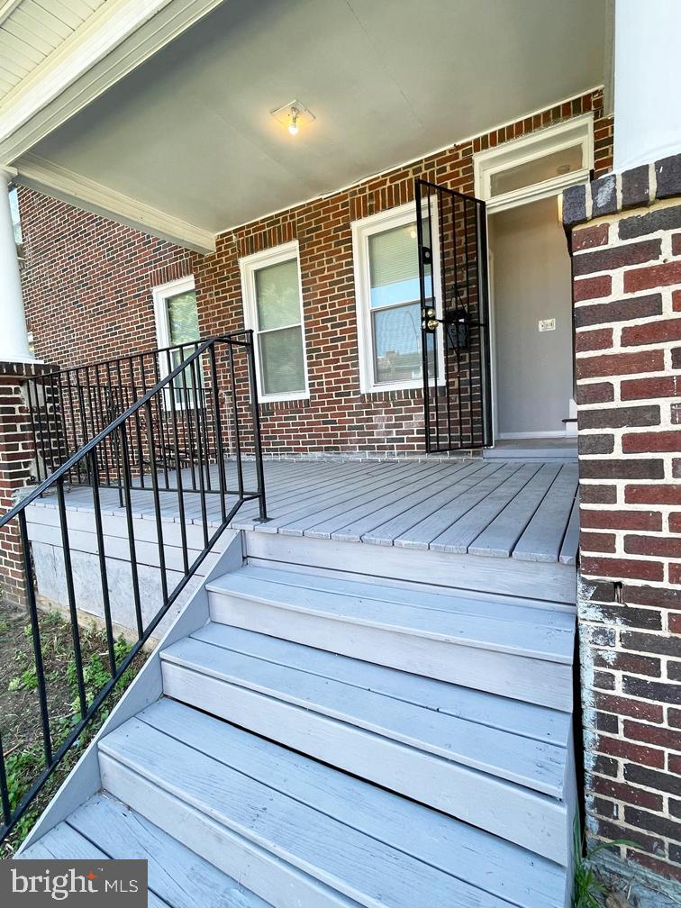 a view of wooden balcony