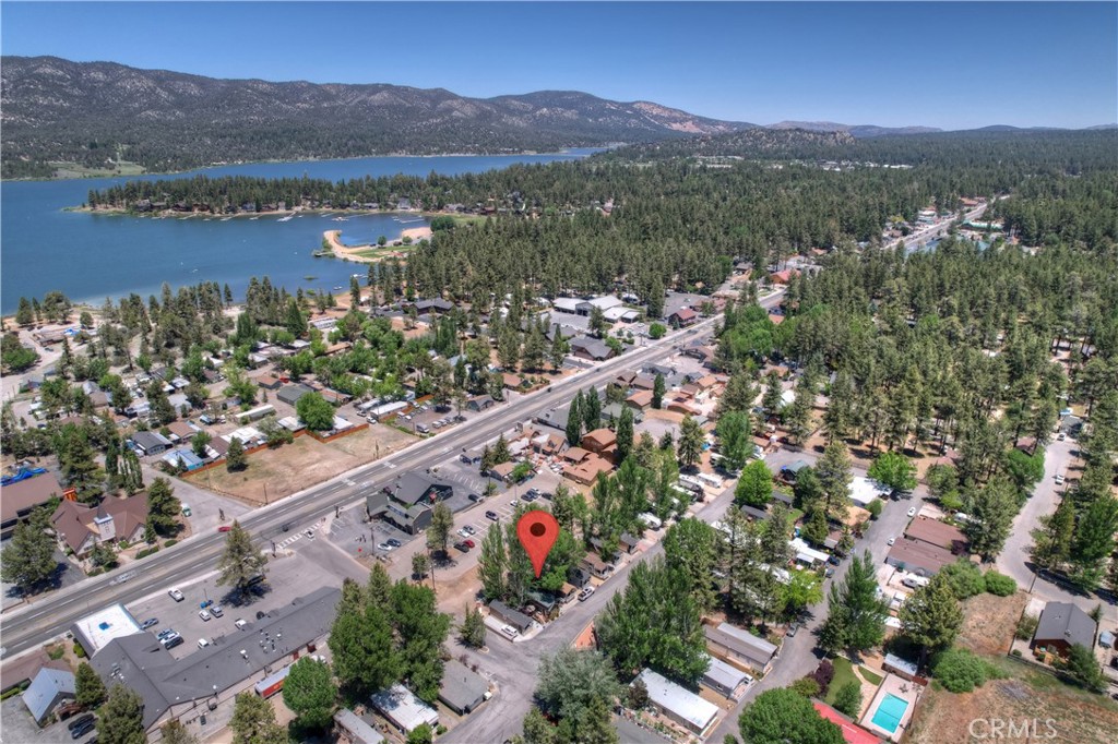 a view of a city with a lake