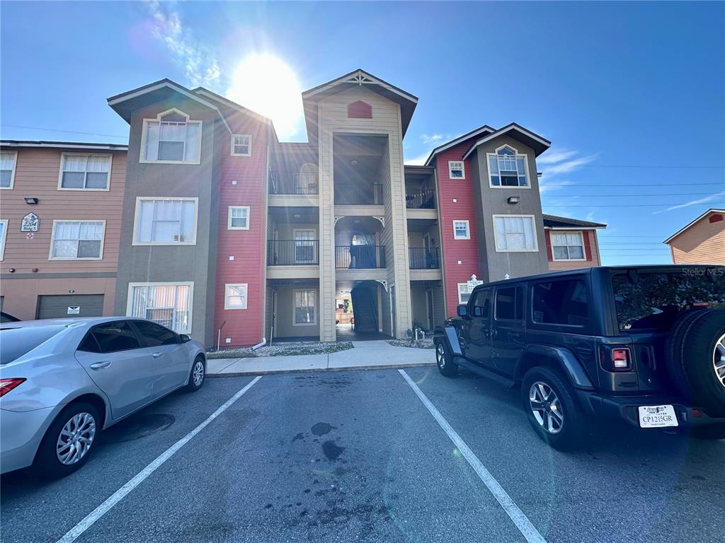 a car parked in front of a house