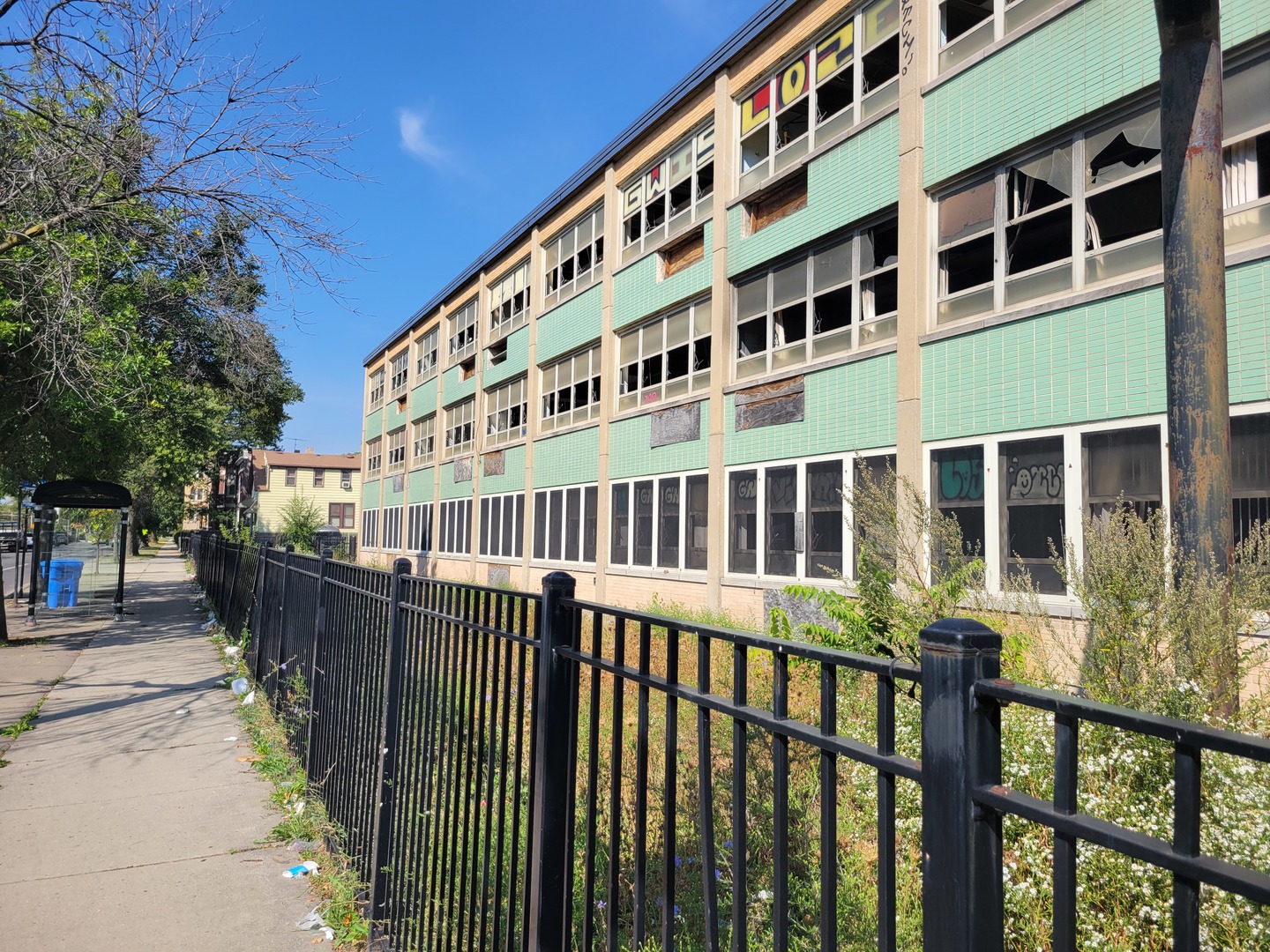 a front view of a building