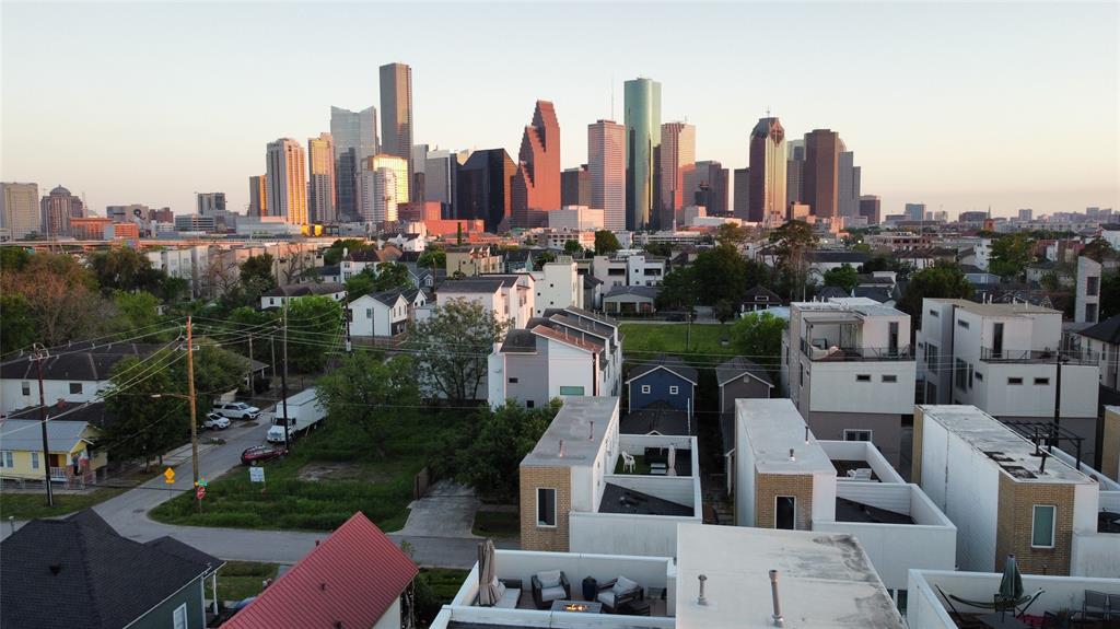 a view of a city with tall buildings