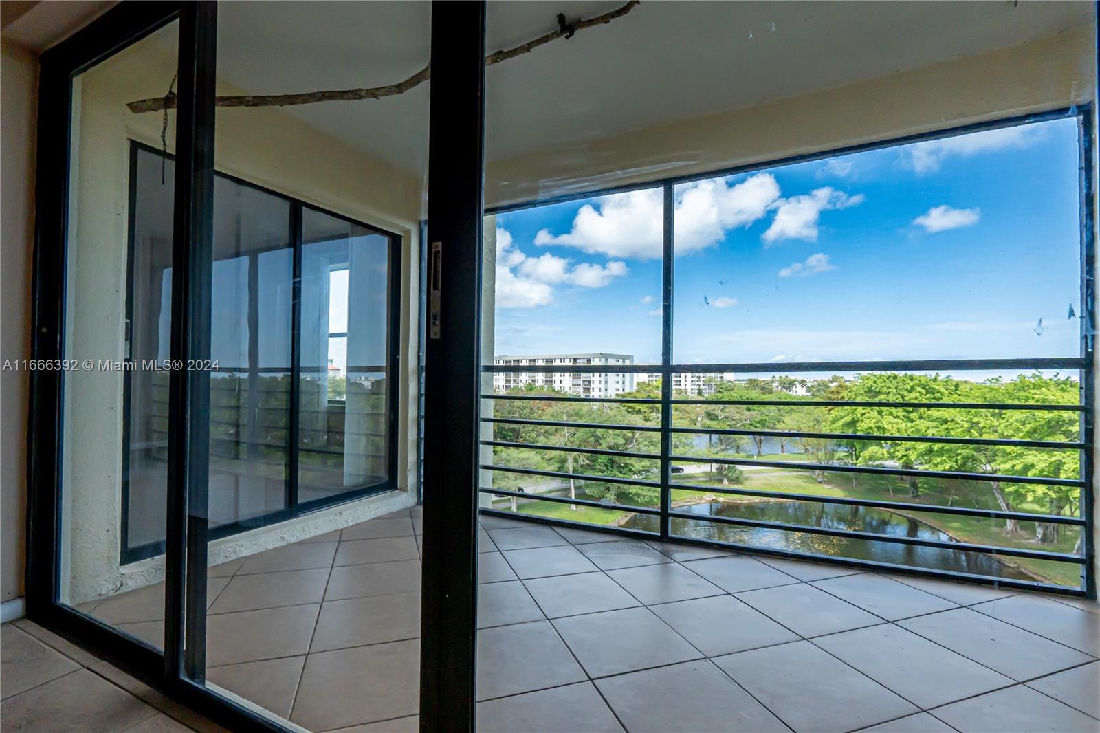 a view of a glass door