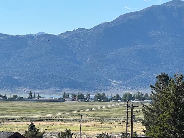 a view of a lake with a mountain in the background