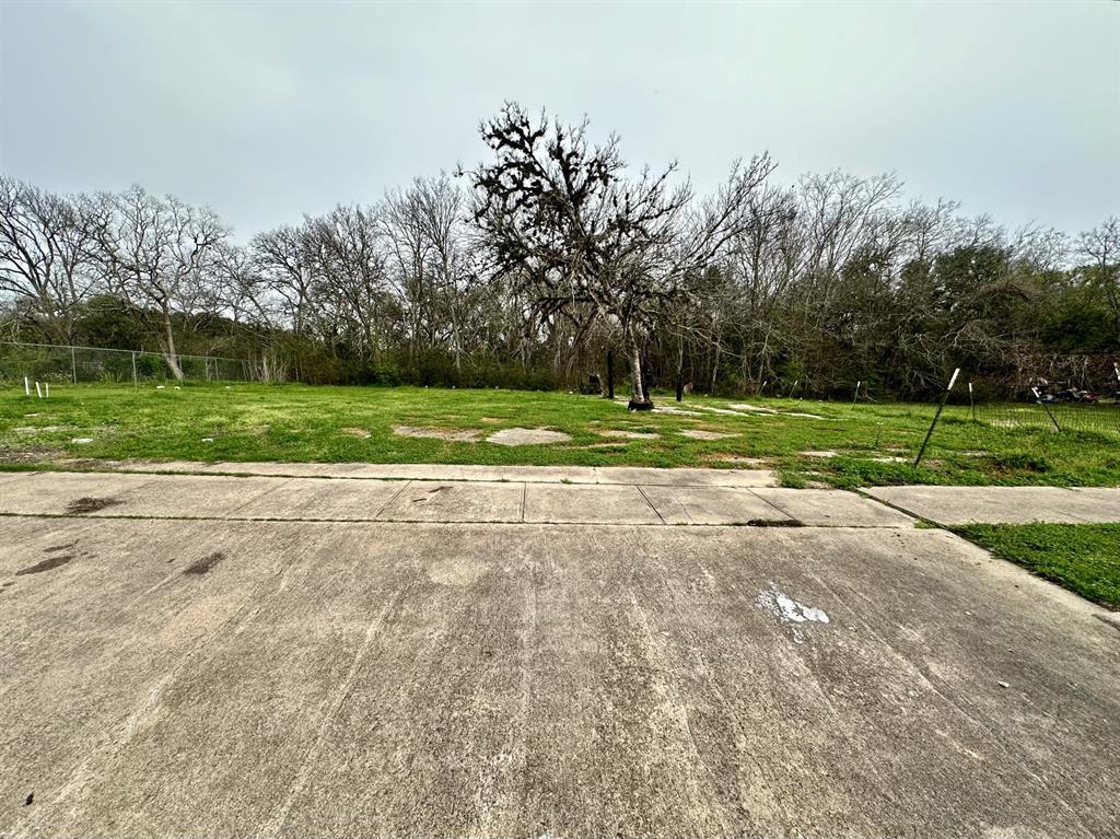 a view of a park and trees in the background