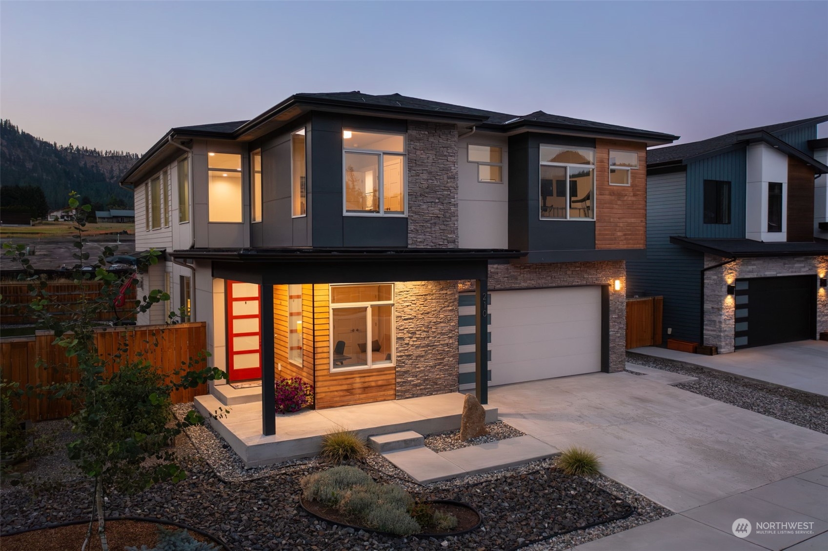 a front view of a house with entertaining space