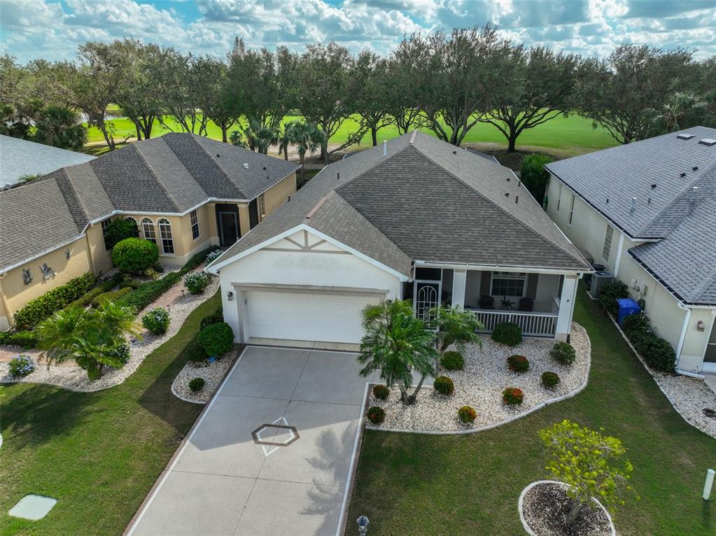 an aerial view of a house