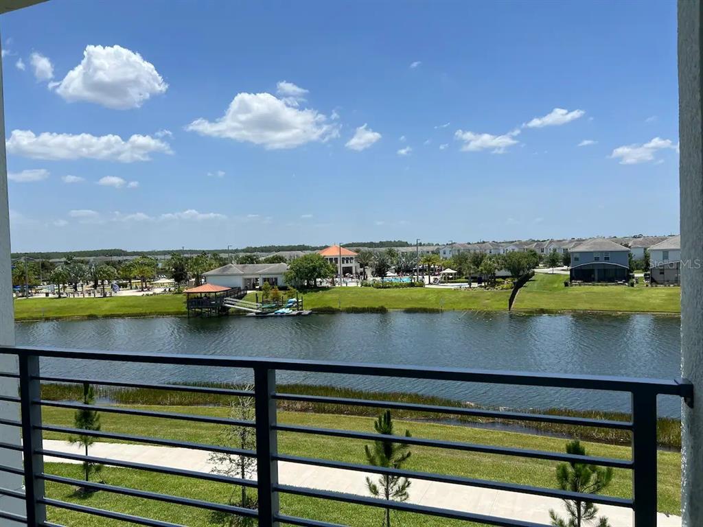 a view of lake from a city