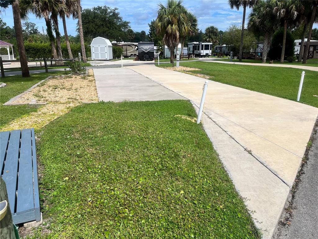 a view of a park with swings