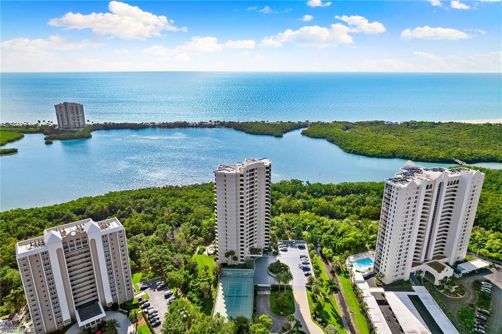 a view of a city and ocean view