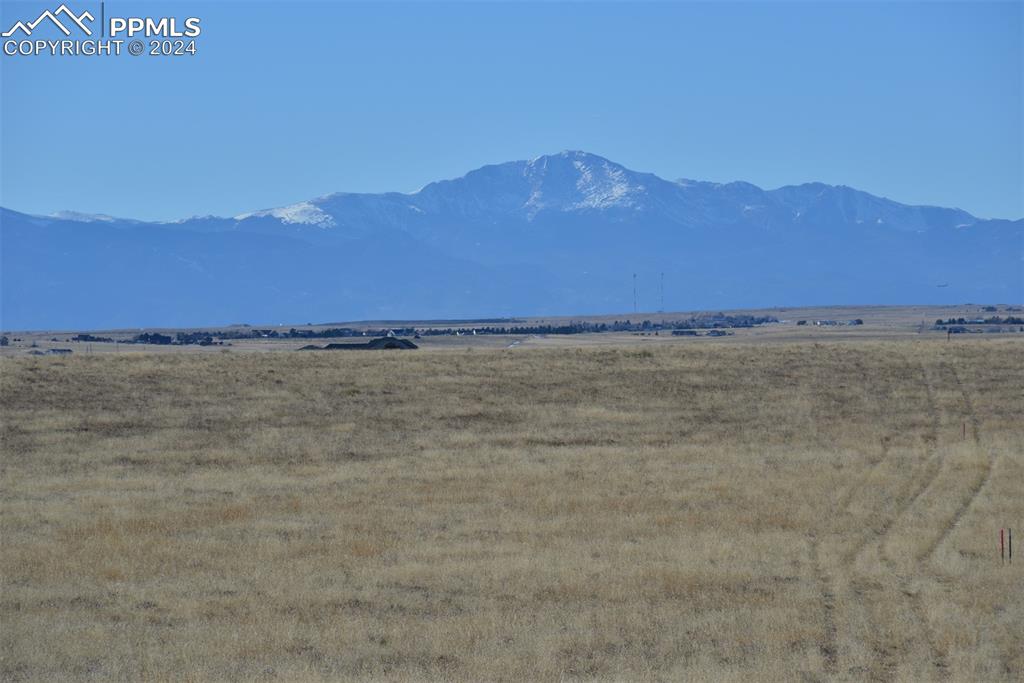 Pikes Peak with tire tracks and stake